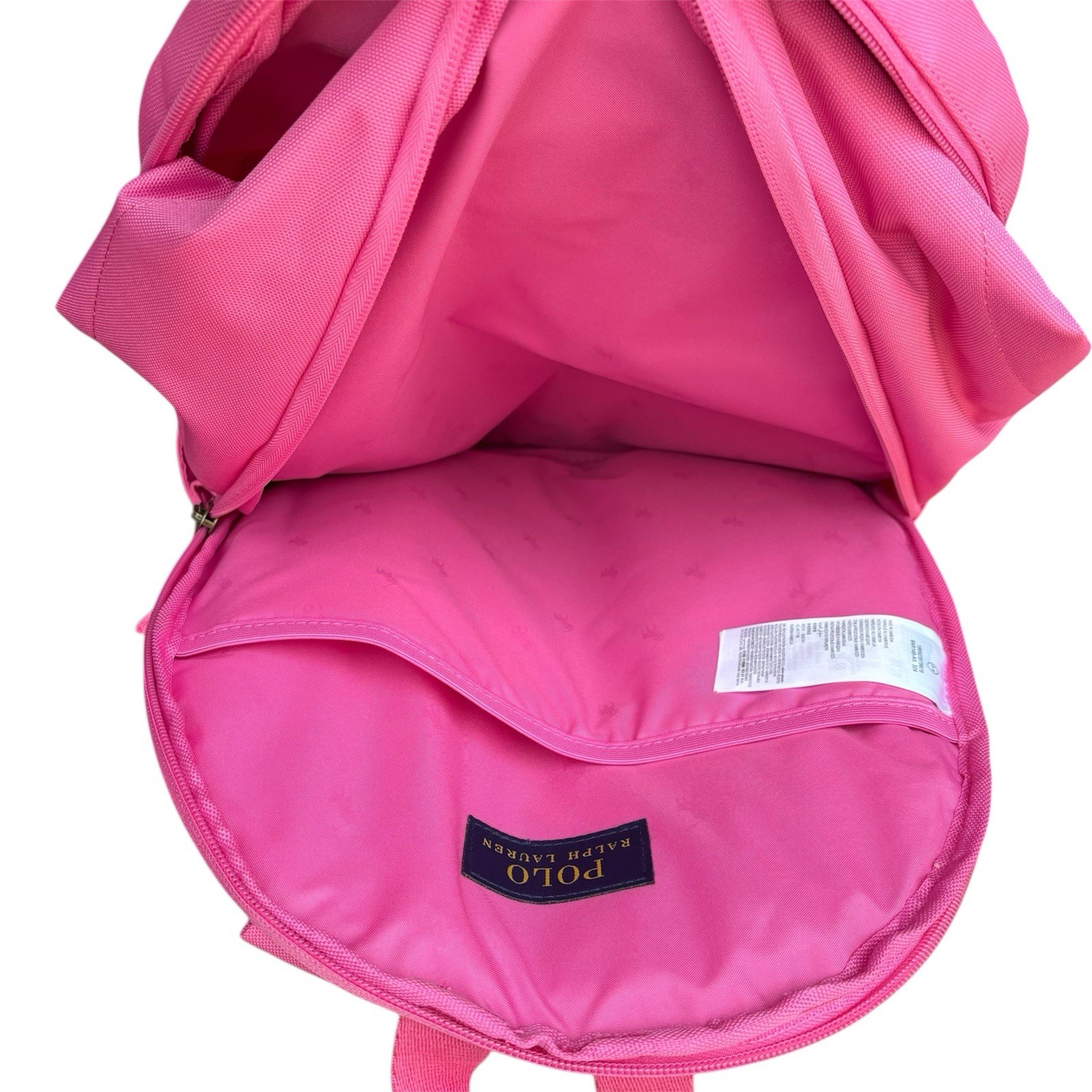 Polo Ralph Lauren Backpack Full Size Laptop Unisex Pink Bear School Bag Canvas