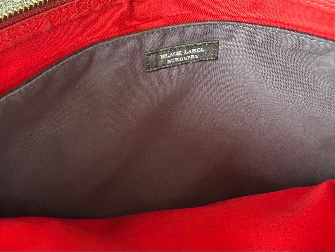 Authentic Burberry Black Label Leather Red Clutch Bag 34cm x 23.5cm Slight Signs