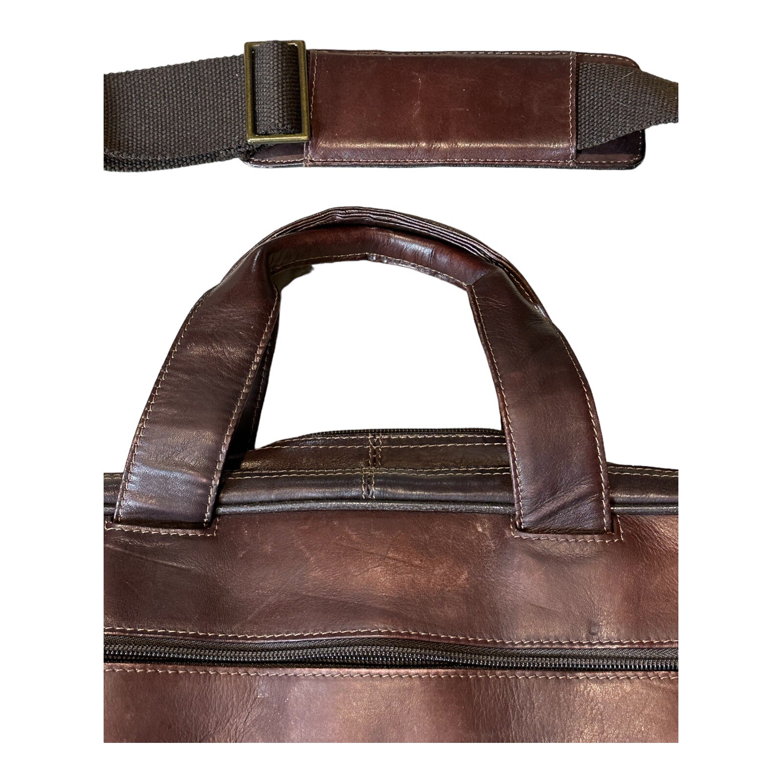 Classic Samsonite Genuine Leather Laptop Shoulder Strap Briefcase Brown