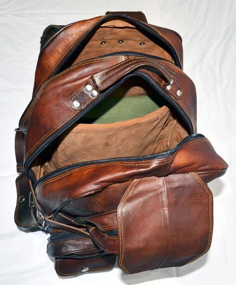 Goatskin Backpack Bag Alfa Leather Real Travel Men Laptop New Brown