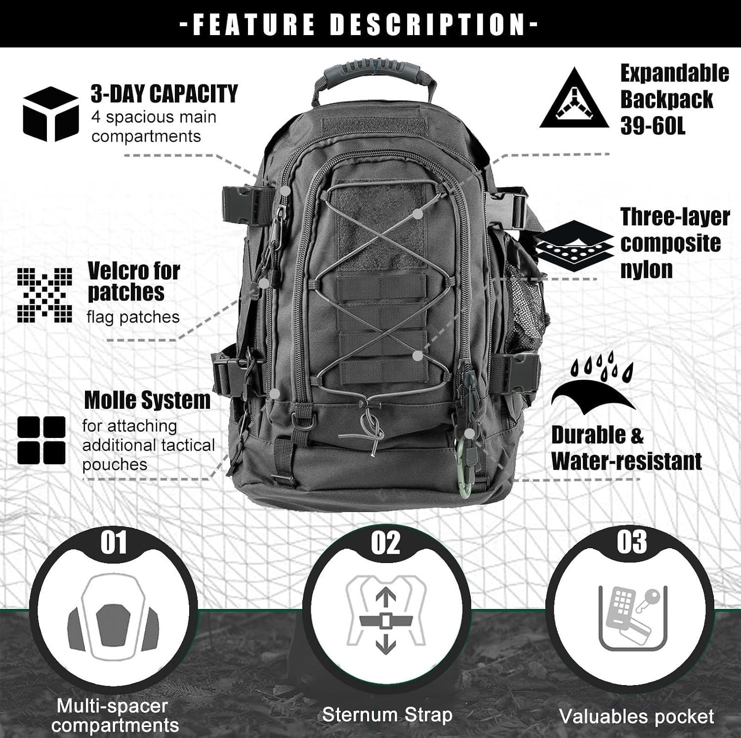 Tactical Backpack Military Army Daypack