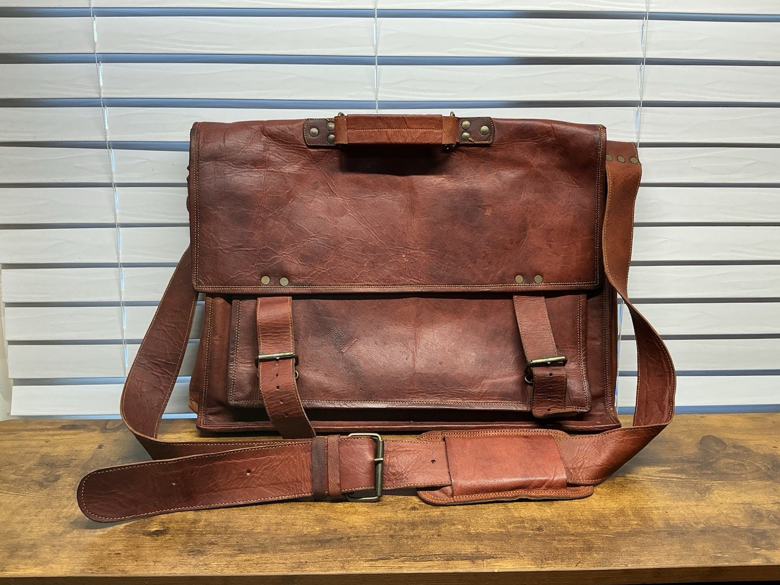 Komal’s Passion Leather Distressed Brown Genuine Leather Satchel Messenger Bag
