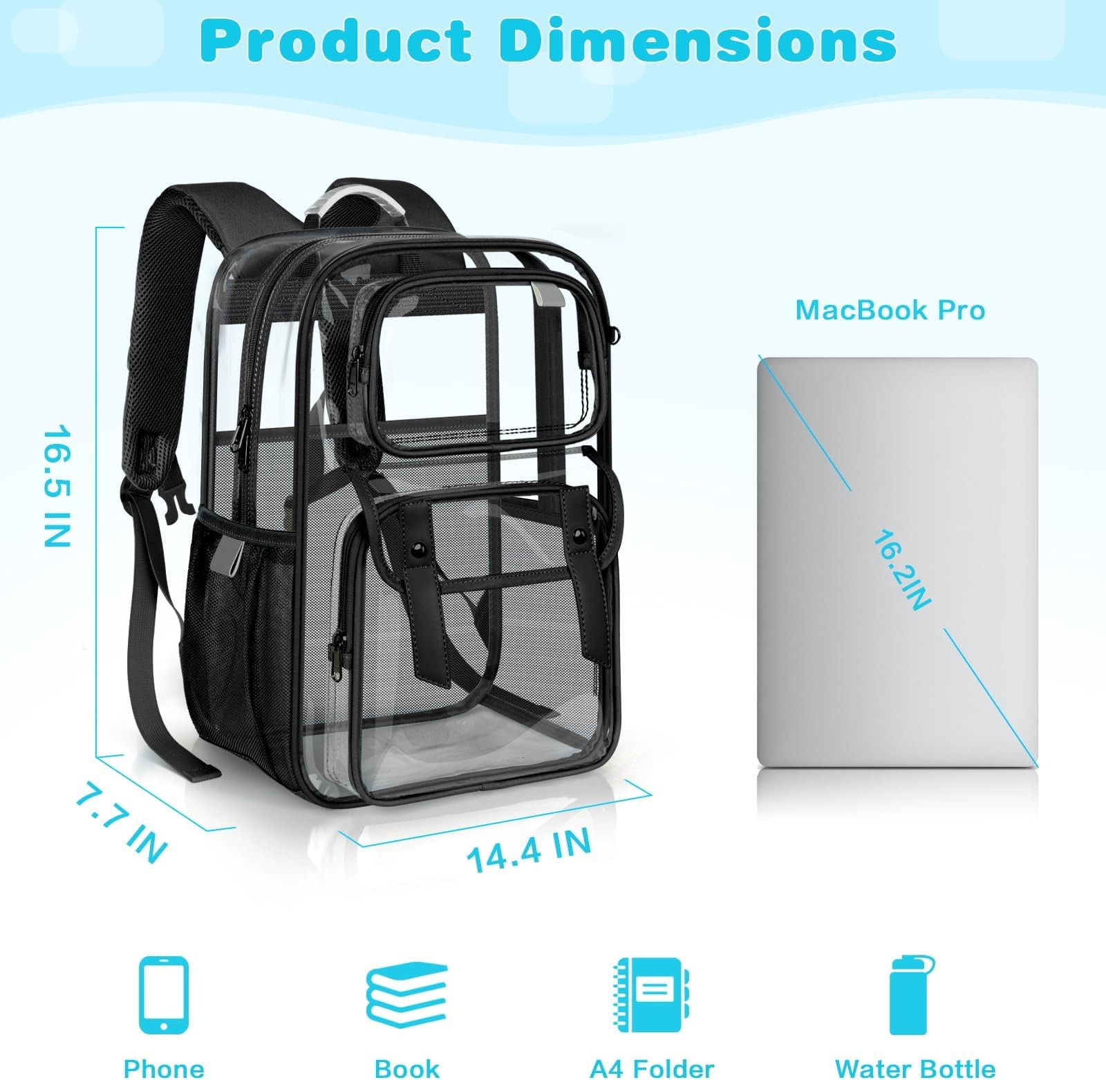Clear Backpack Heavy Duty Transparent Bookbag, PVC See Through Backpack with …