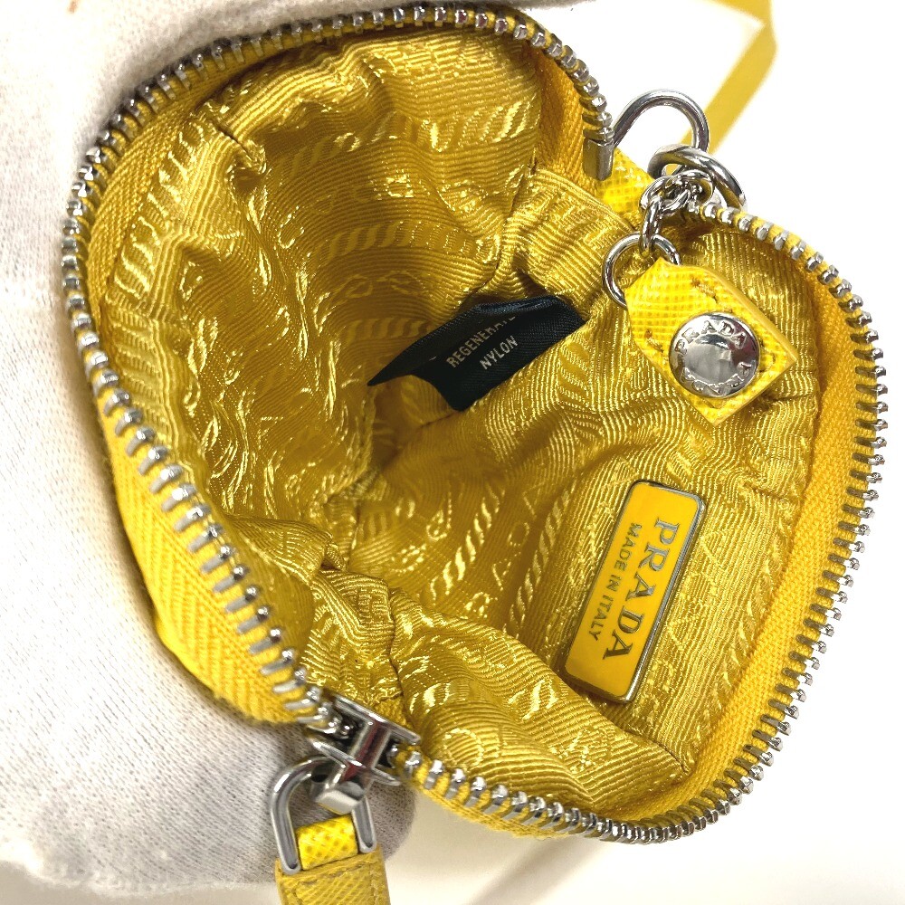 PRADA 2TT140 triangular plate Re Nylon Key ring with neck strap Pouch Unused