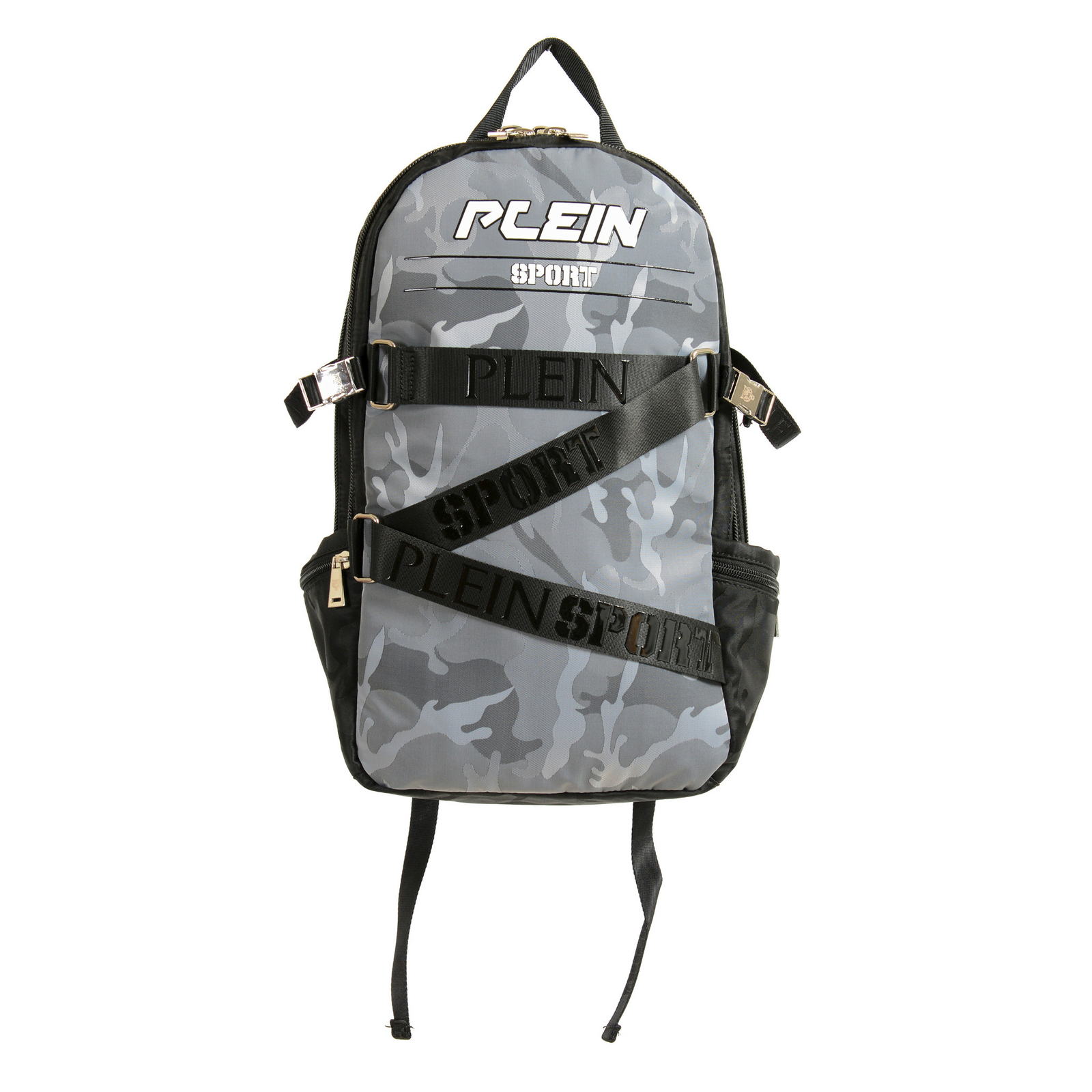 Plein Sport Unisex Military Print Gray “ZAINO RUNNER” Backpack Bag