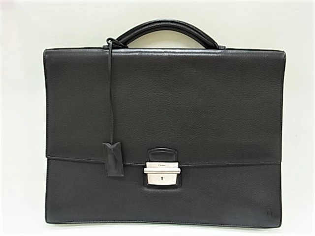 Cartier Pasha Briefcase Black Leather 38x29cm Men’s business bag F/S