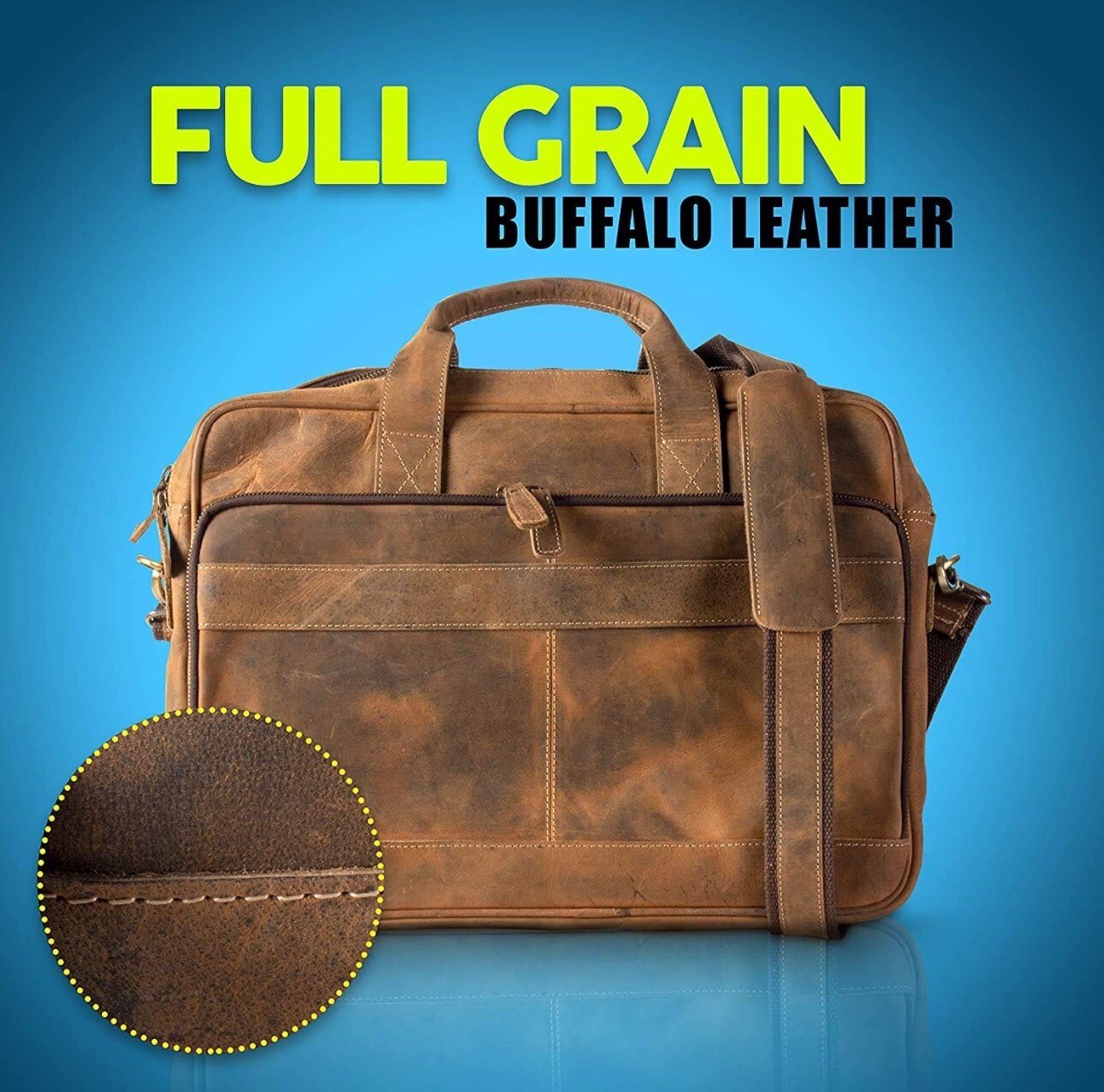 Komalc Passion Leather briefcase 18 Inch Laptop Messenger Bags for Men and Women