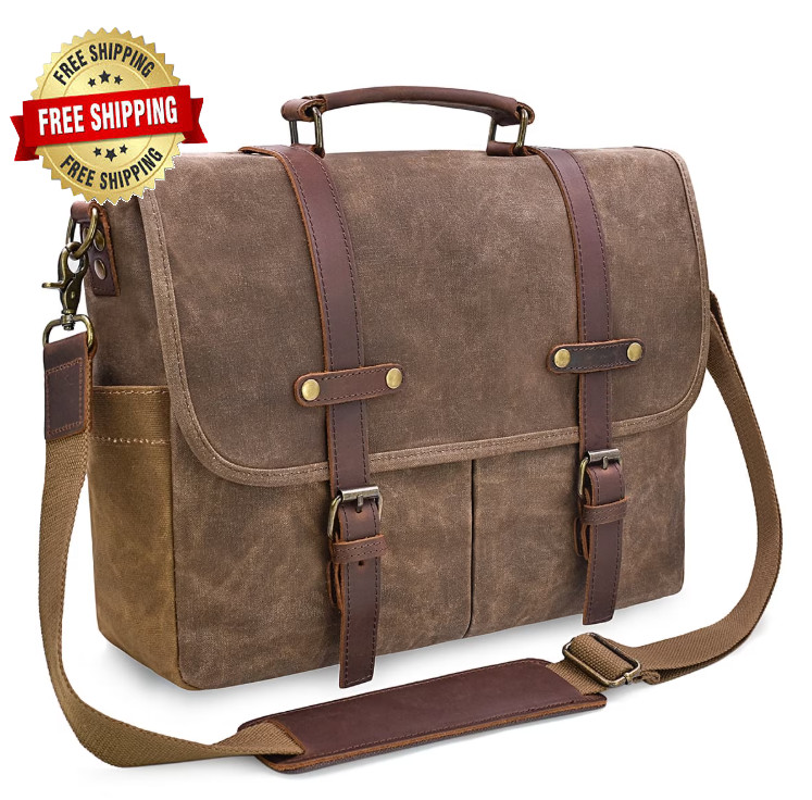 Maletín Para Hombre De Cuero Bolso De Mensajero Computadora Vintage Laptop Bag