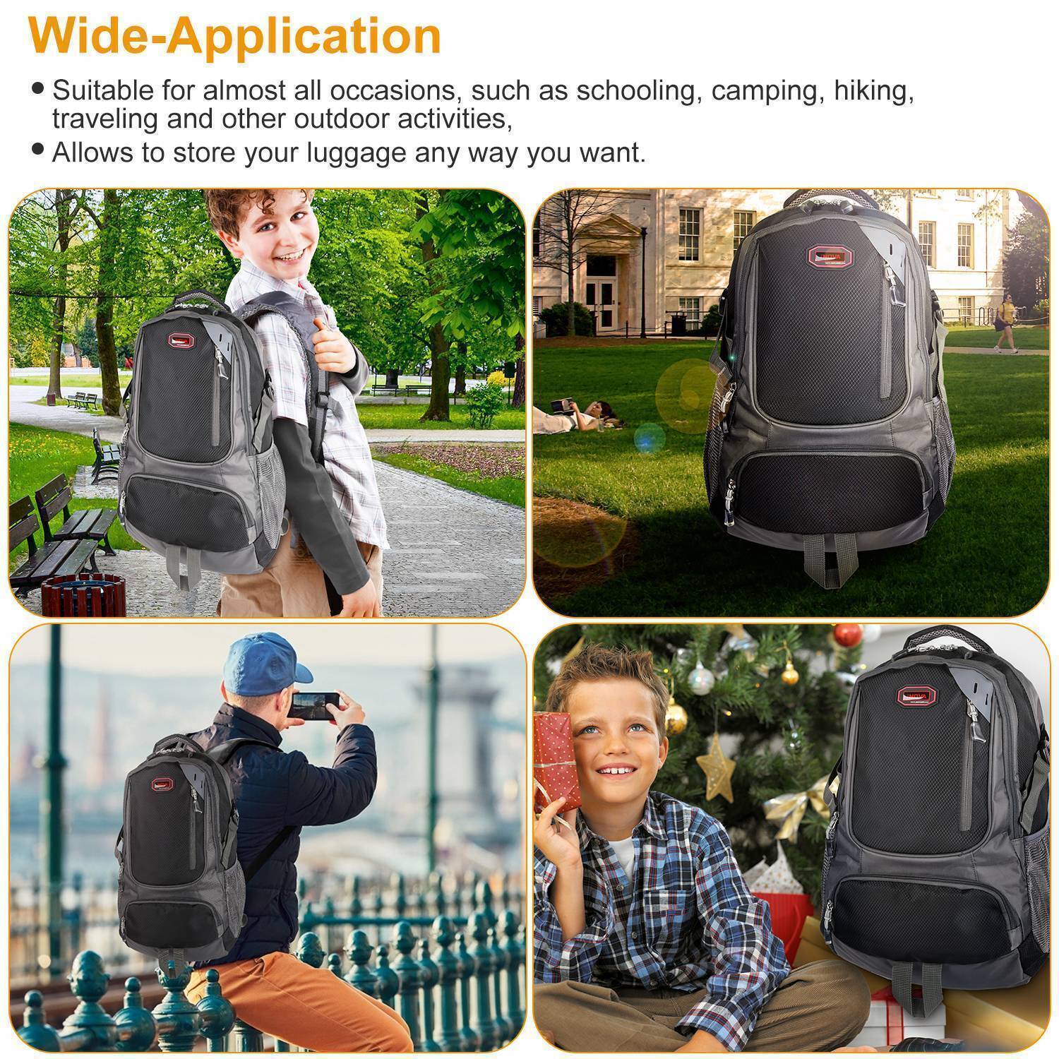 35L Outdoor Straps Backpack Shoulder Bag For Sports Travel School Camping Hiking