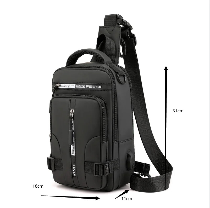 Unisex Sling Crossbody Bag Anti-theft Chest Shoulder Messenger Backpack USB Port