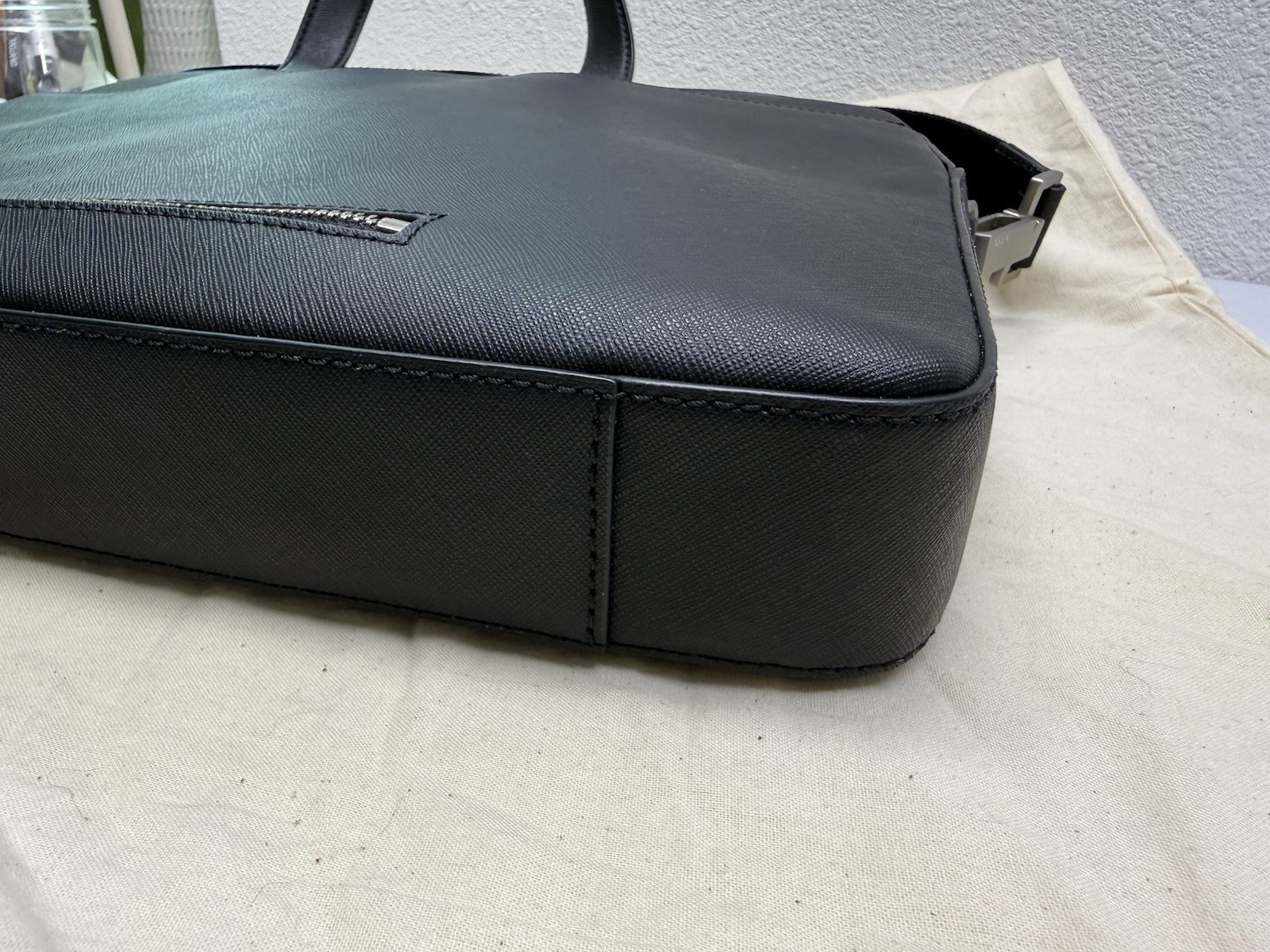 Jack Spade Black Genuine Leather Messenger Back with Adjustable Strap Men’s New