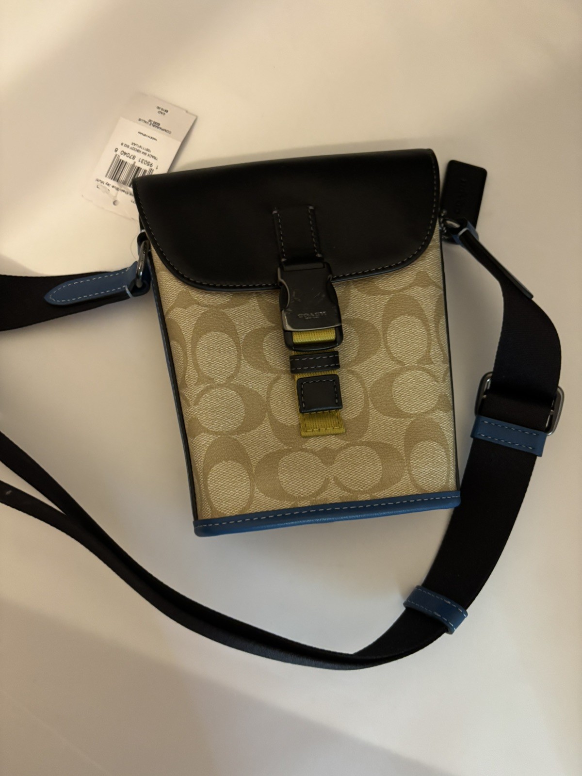 Coach men Track Small Flap Crossbody In Colorblock Signature Canvas