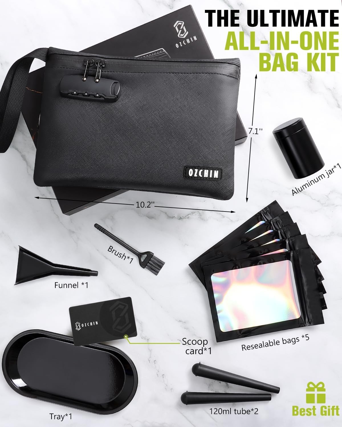 Smell Proof Bag with Lock PU Leather Travel Storage Case Odor Control 10×7 Gift