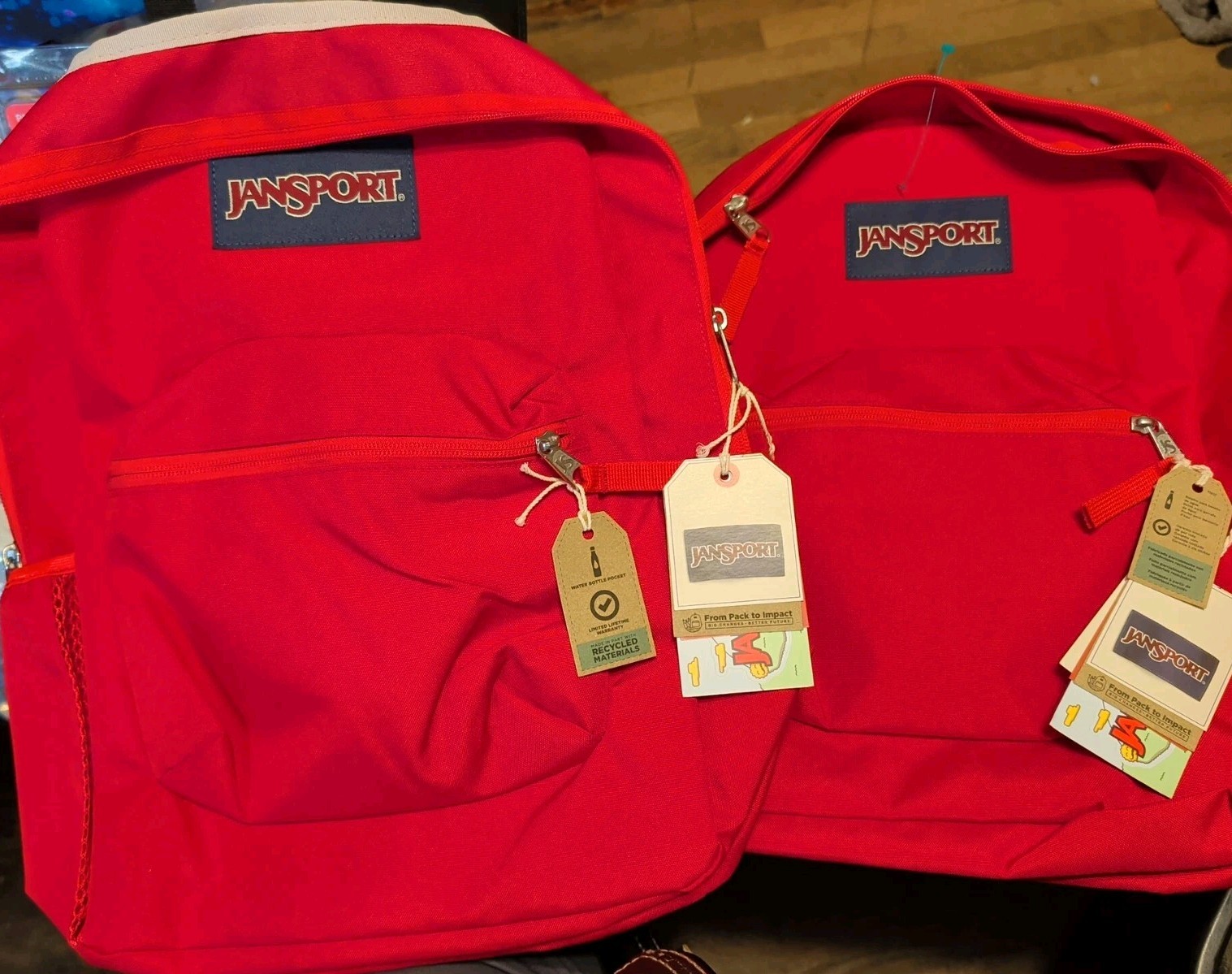 Lot Of 2 JanSport Cross Town Plus Remix 17.5″ Backpack – Red Tape, New With Tags