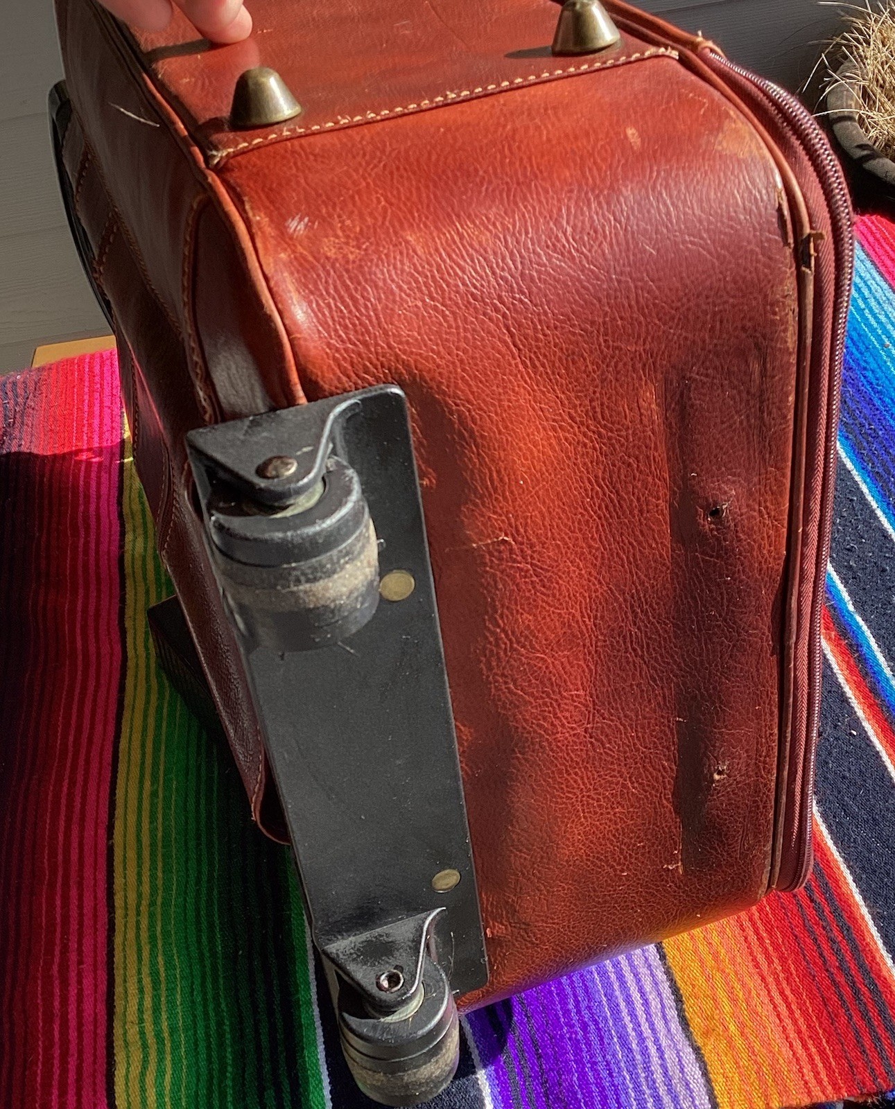 Vintage THE BRIDGE Leather Rolling Trolley Bag Distressed Hand Made In Italy