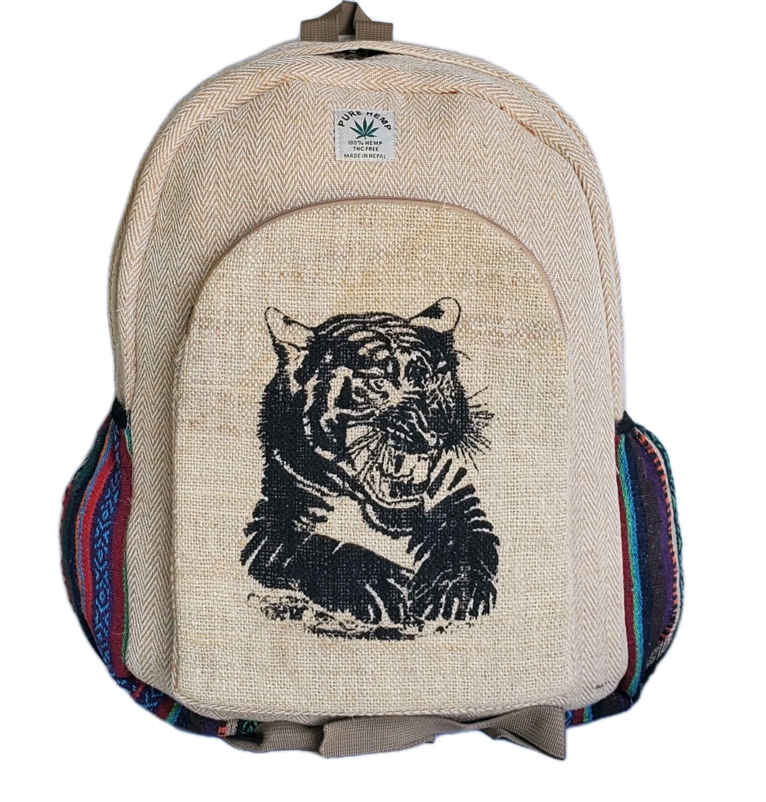 Large Embroidery Pure Hemp Backpack