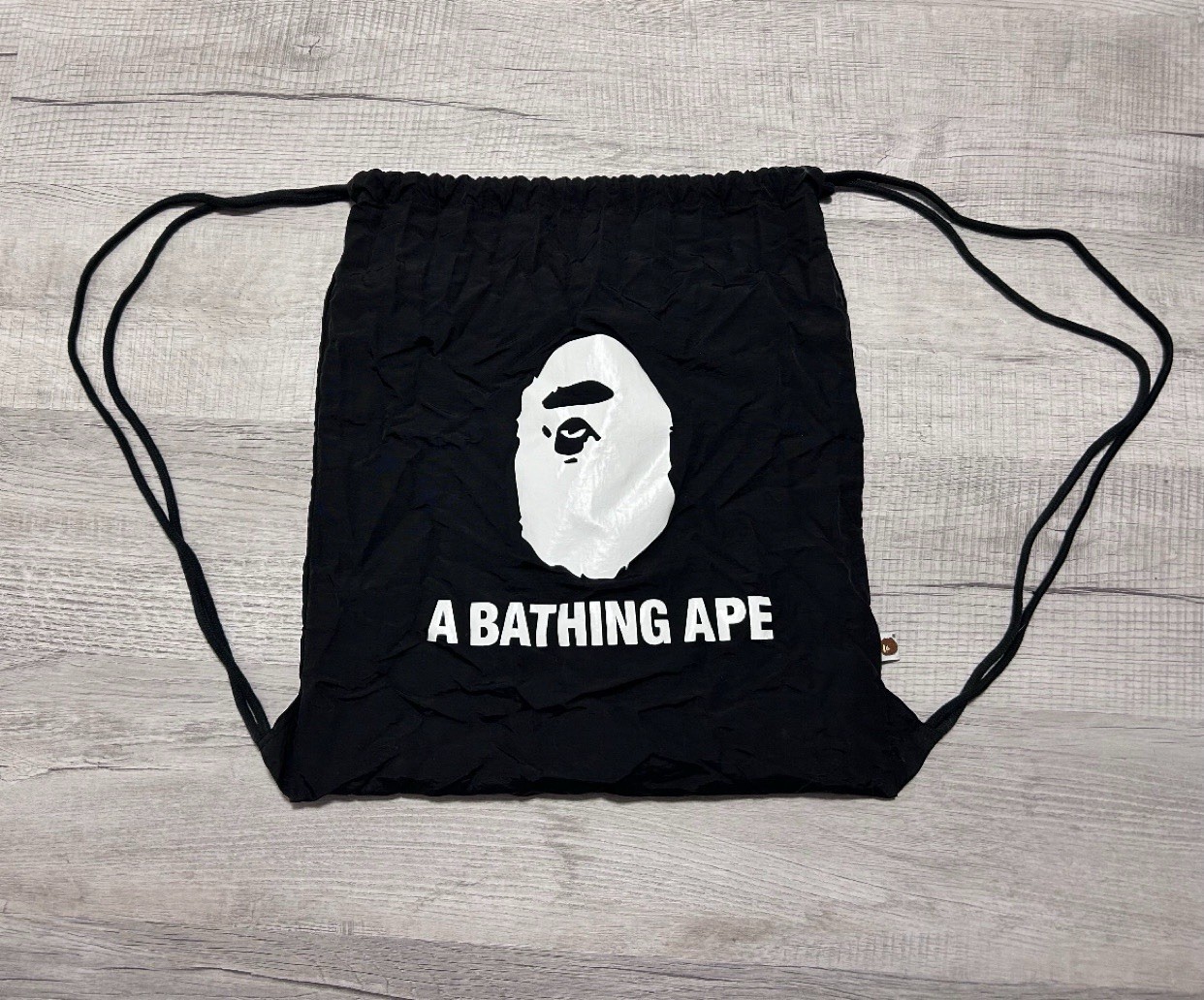 A Bathing Ape Aape Black Drawstring Bag Brand New with Tags