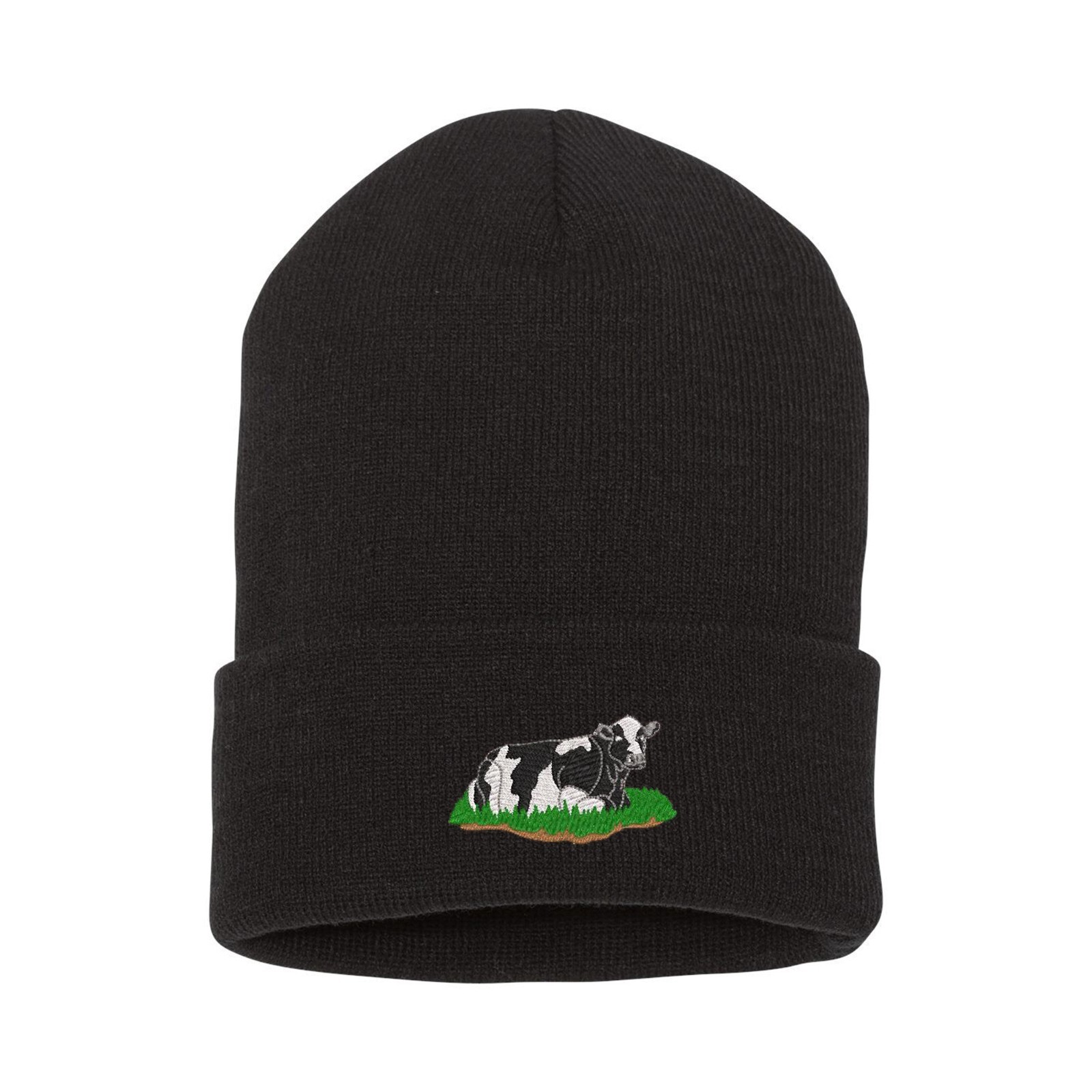 Farm cow embroidered beanie hat, custom embroidered beanie