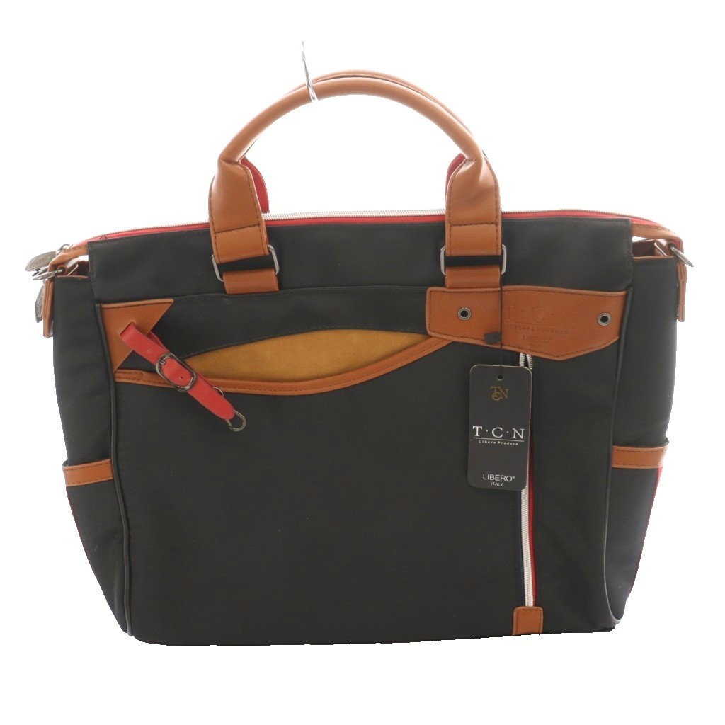 T.C.N LIBERO ITALY Business Tote Bag Black Brown Multi AB Condition 13x4x18in