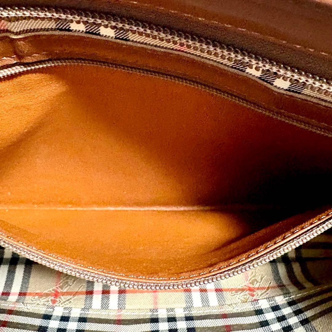 Authentic Burberry Brown Leather Clutch Bag 28cm x 19cm, Second Bag, Excellent C