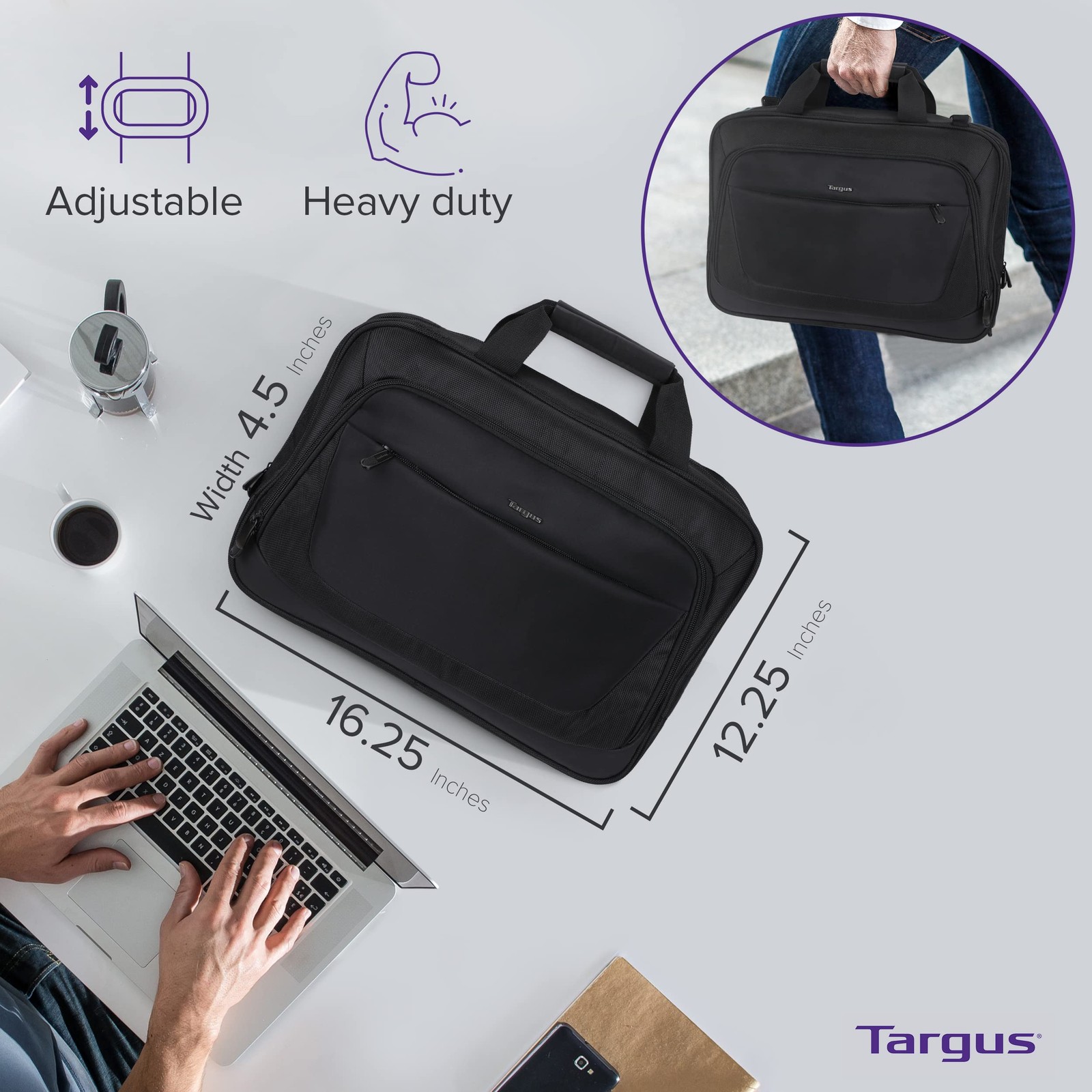 Essentials Check point friendly laptop Briefcase 16 inch Black Envio Briefcase