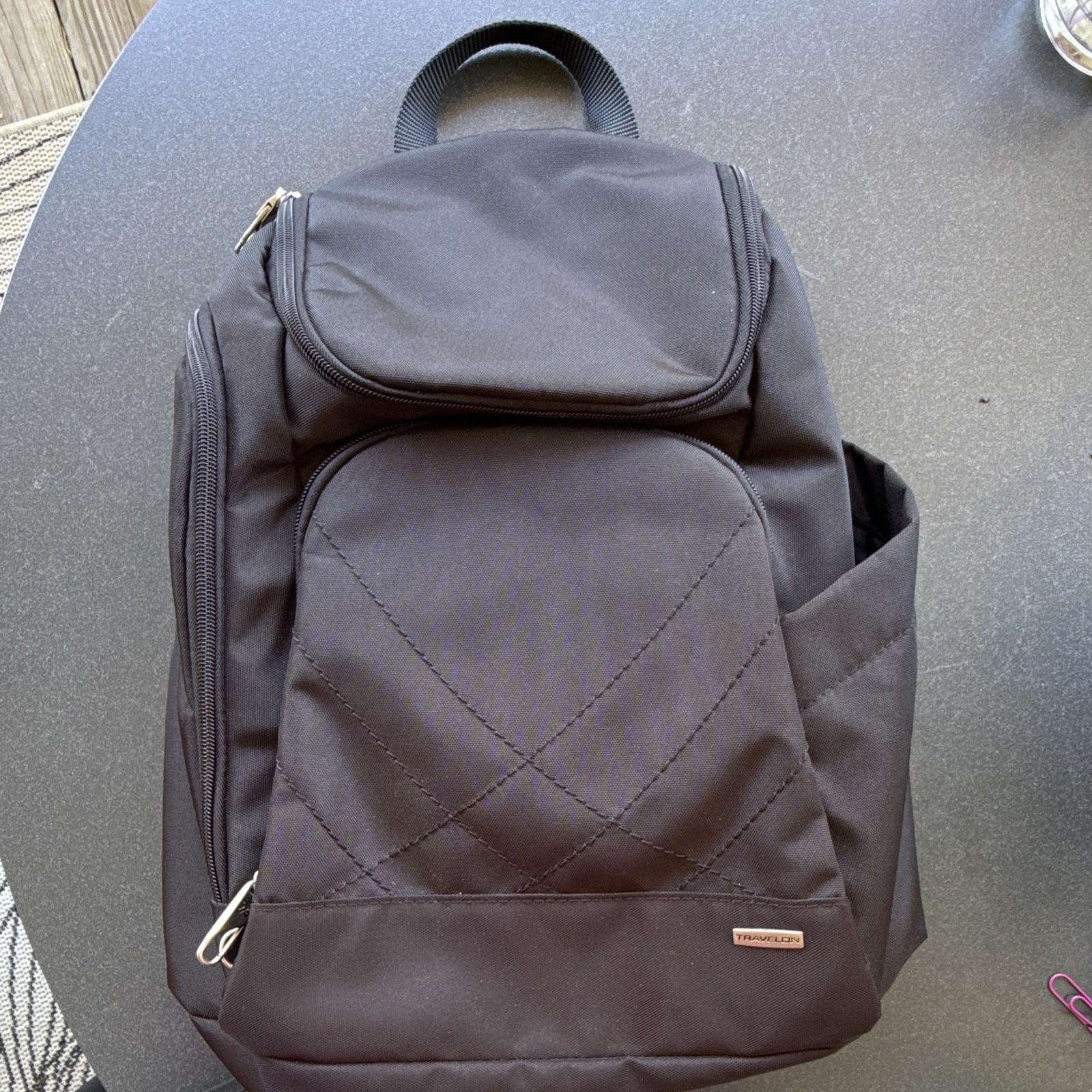Travelon Black Small Backpack Zip Closure Inner/Outer Pockets Adjustable Strap