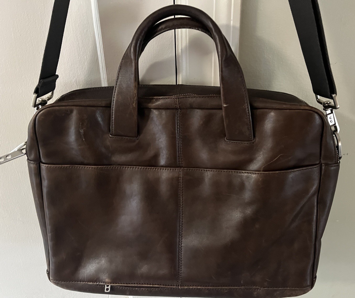 Brown Leather Briefcase Messenger Laptop Bag KNOMO London Jackson