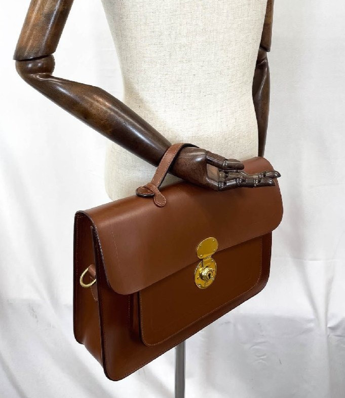 Rutherfords Large Satchel 15in Bridle Leather 806 Lock Chestnut Bag Key