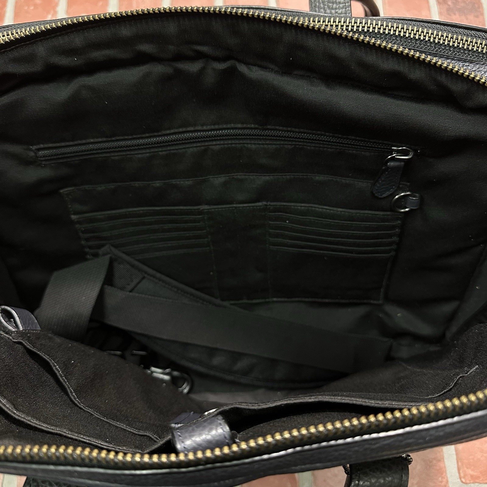 COACH PEBBLED HAMILTON LEATHER BRIEFCASE BAG TRAVEL NAVY BLUE BLACK HEAVY (29)