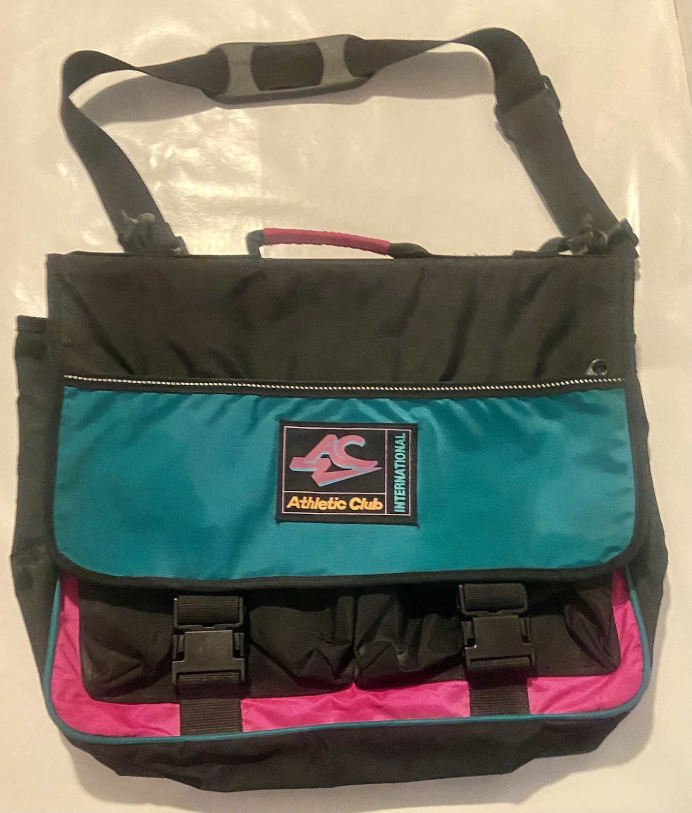 Vintage Athletic Club Neon Messenger Laptop School Sports Bag