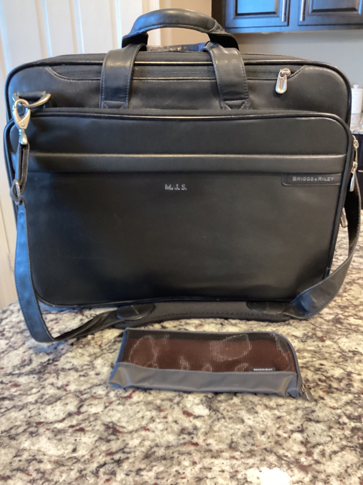 Briggs And Riley Black Leather, Soft Body Briefcase, And Computer bag NICE