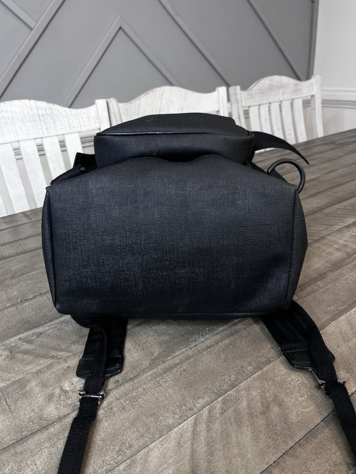 Gucci Interlocking G Backpack Black Coated Canvas Large Travel Bag 246321