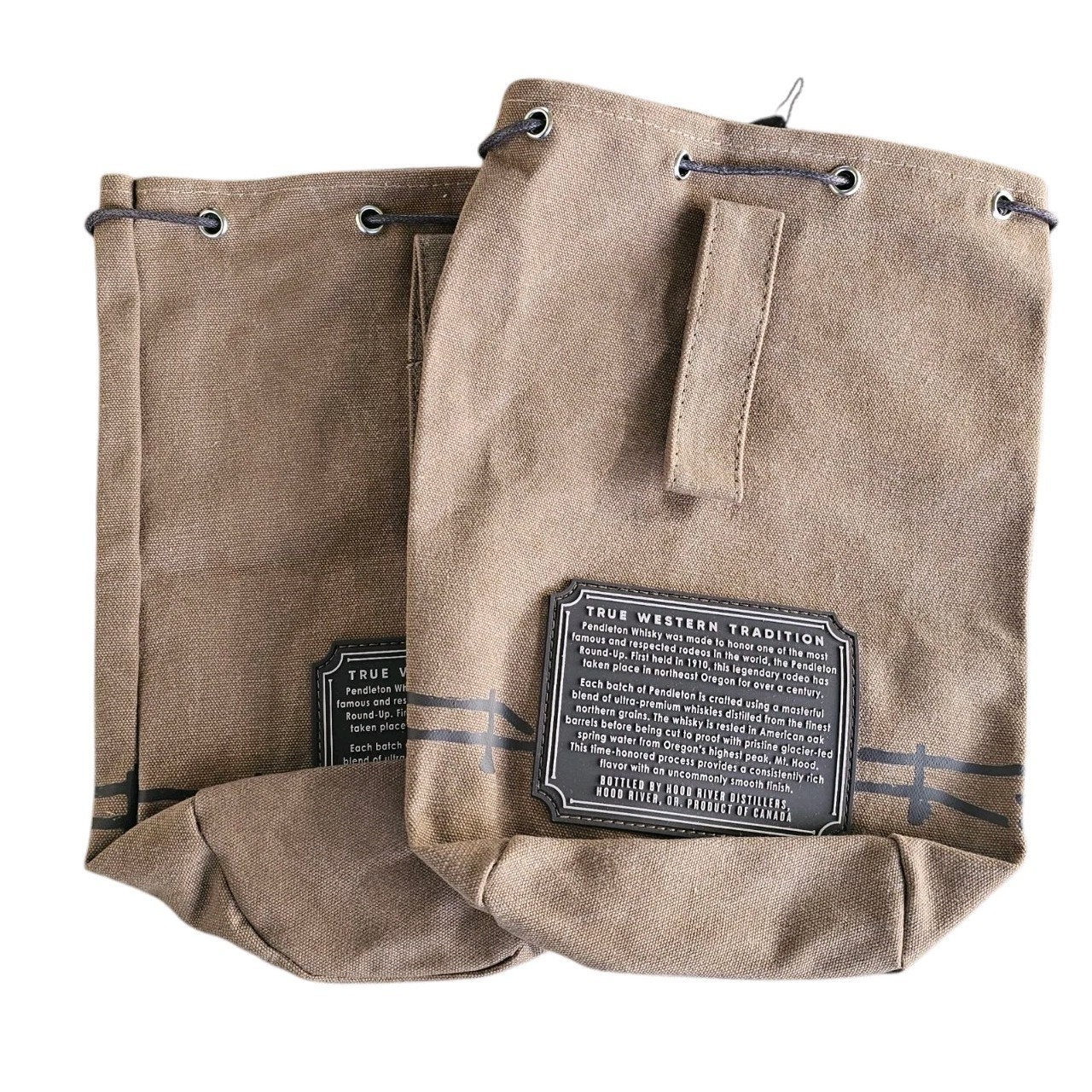 (2) Pendleton Brown Whisky Canvas Bag w/ Loop & Drawstring “Let’s Buck” New NWT