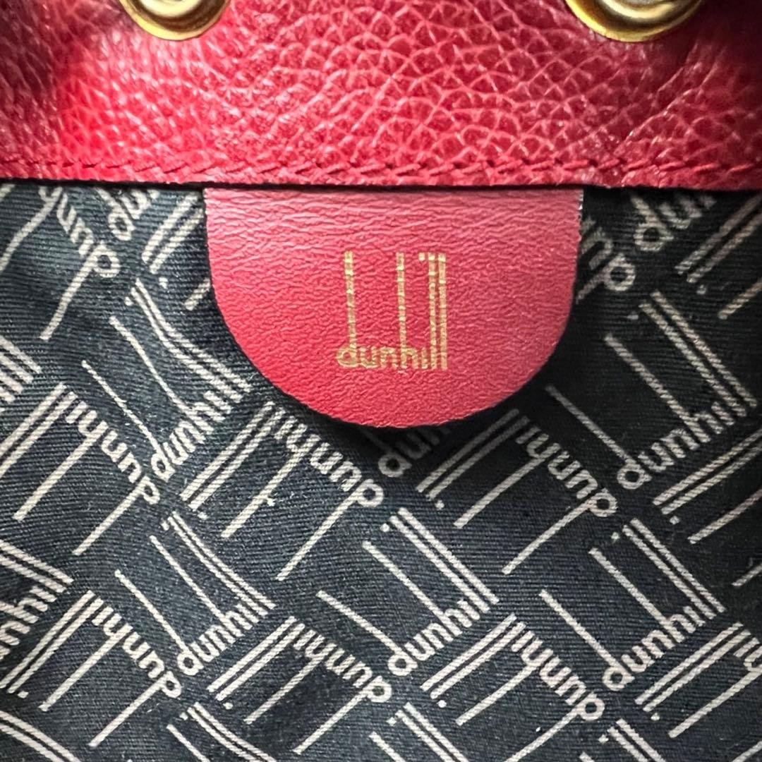 Dunhill Leather Drawstring Shoulder Bag Red Gold Hardware 31cm