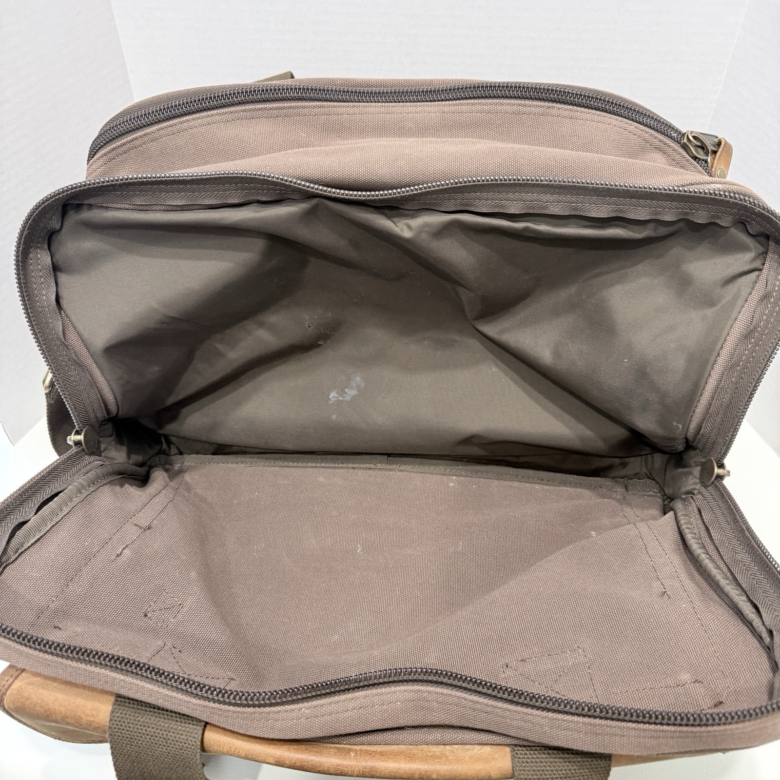 Cabelas Canvas & Leather Brown Messenger Laptop Briefcase Duffle Bag Travel Work