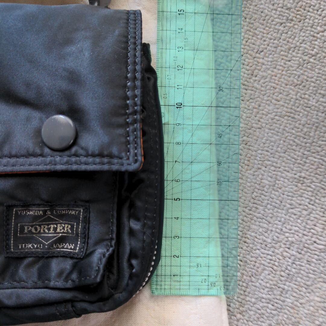 PORTER Black Nylon Flap Button Sacoche Shoulder Bag Yoshida Japan Men`s
