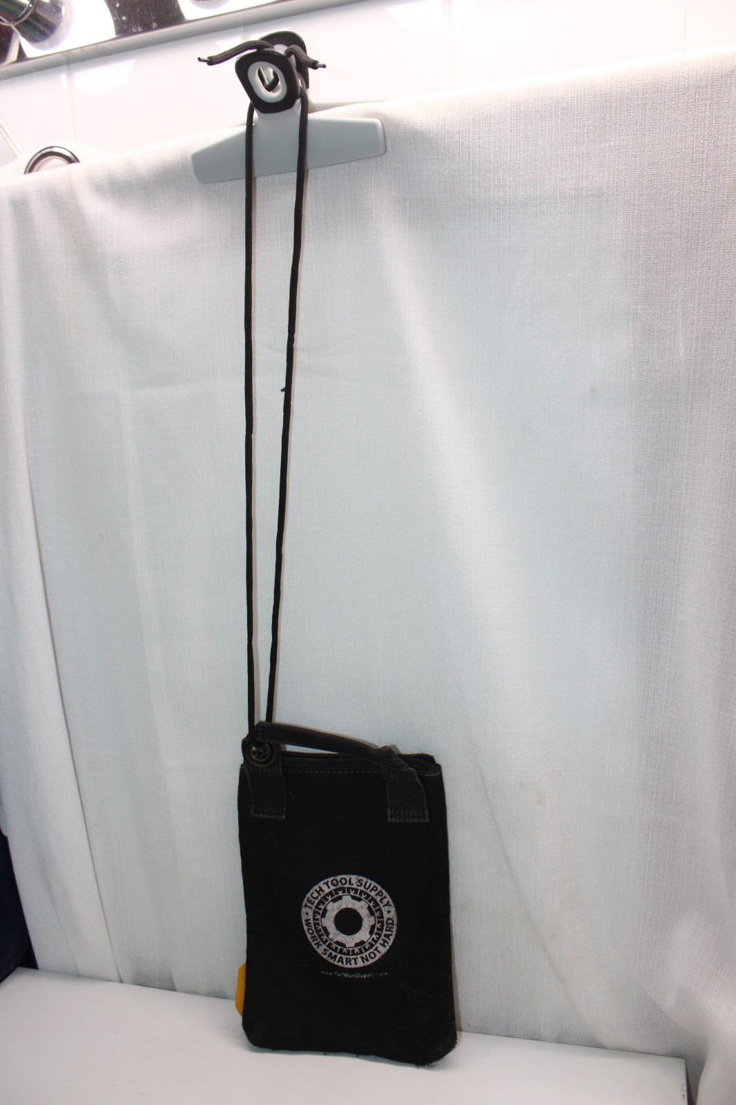 black canvas&mesh zip crossbody bag “Tech Tool Supply” logo 7X9X.5inches