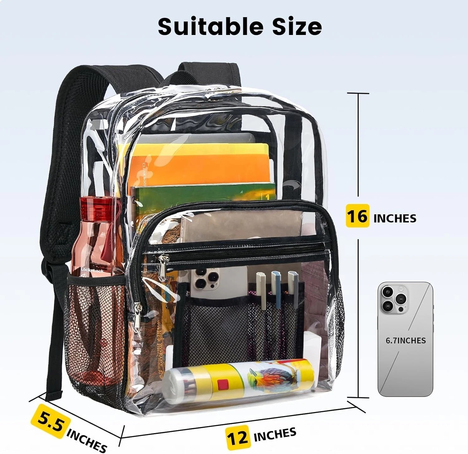 Clear Backpack Heavy Duty – Clear Bookbag Large See Through Backpack Plastic Tra