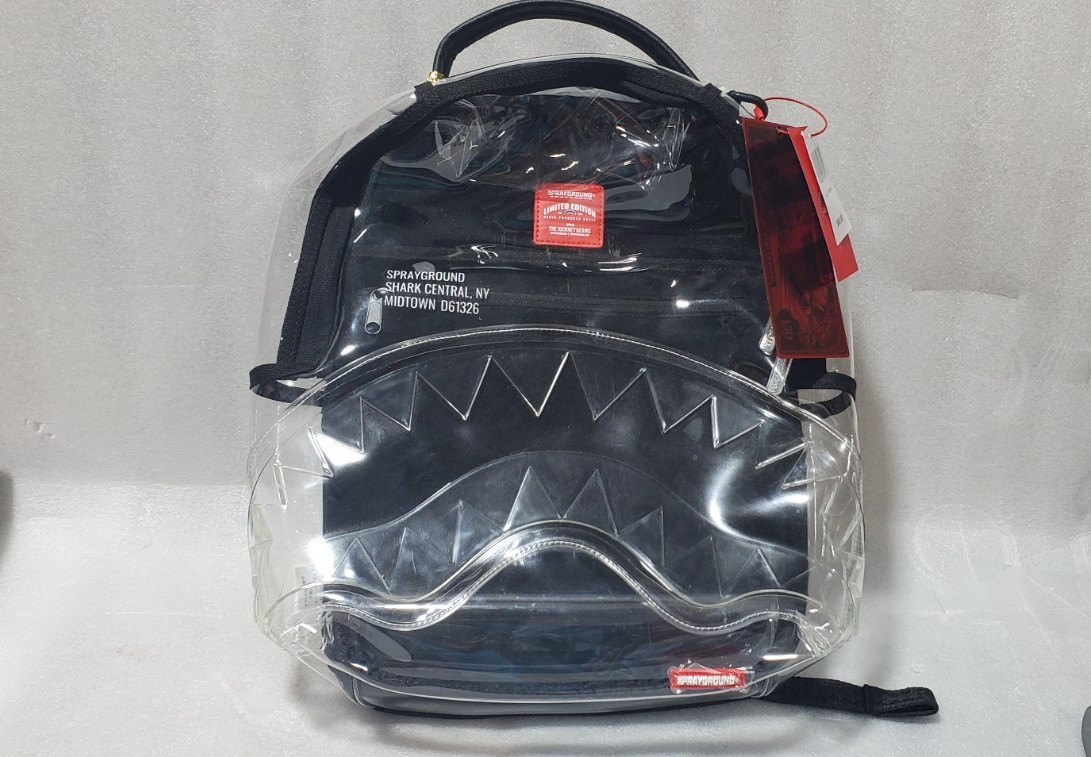 Sprayground Clear Shark Central Backpack Transparent Bookbag Large School Bag !!