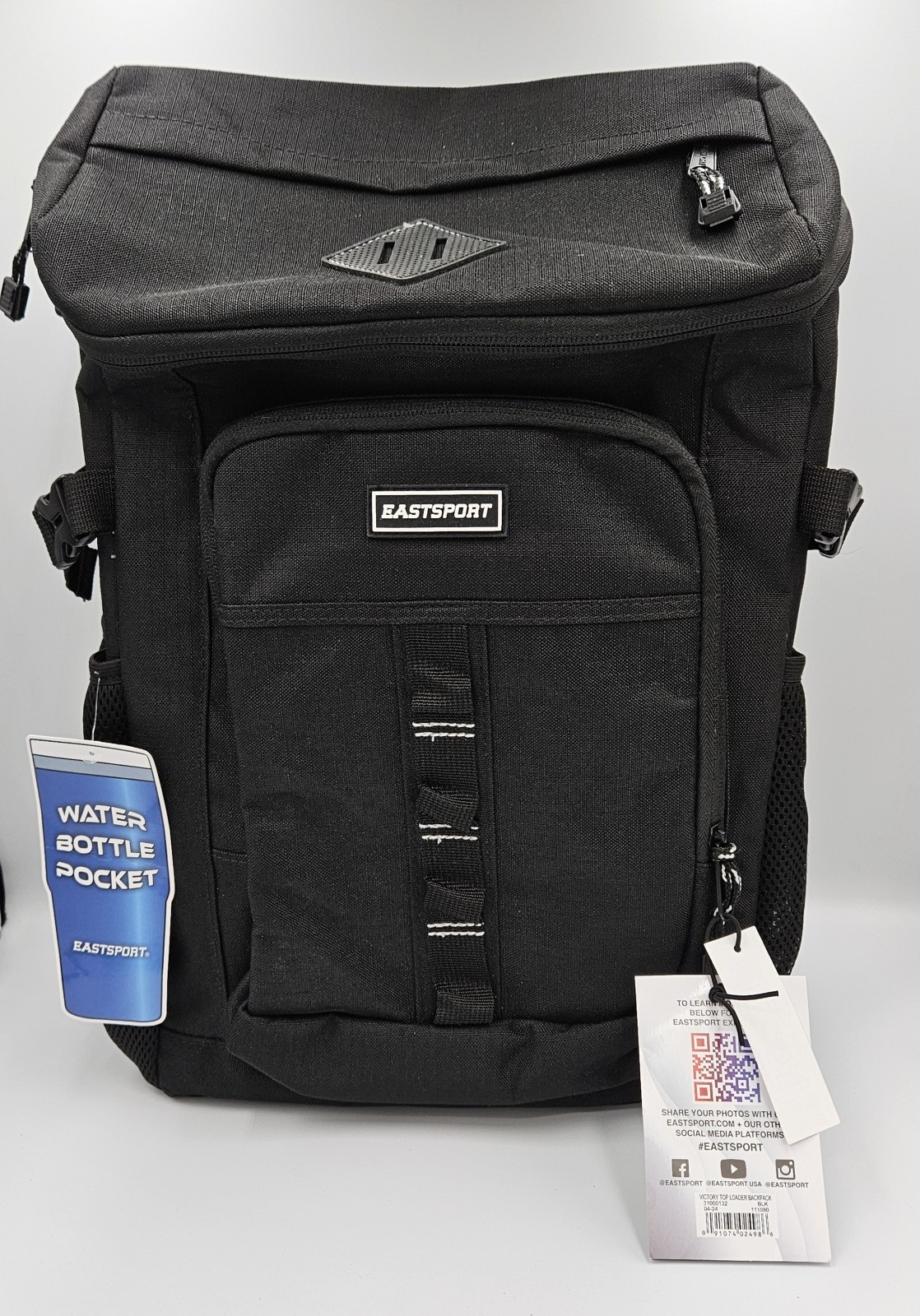 Eastsport Victory Top Loader Backpack Black Laptop School Travel Bag New