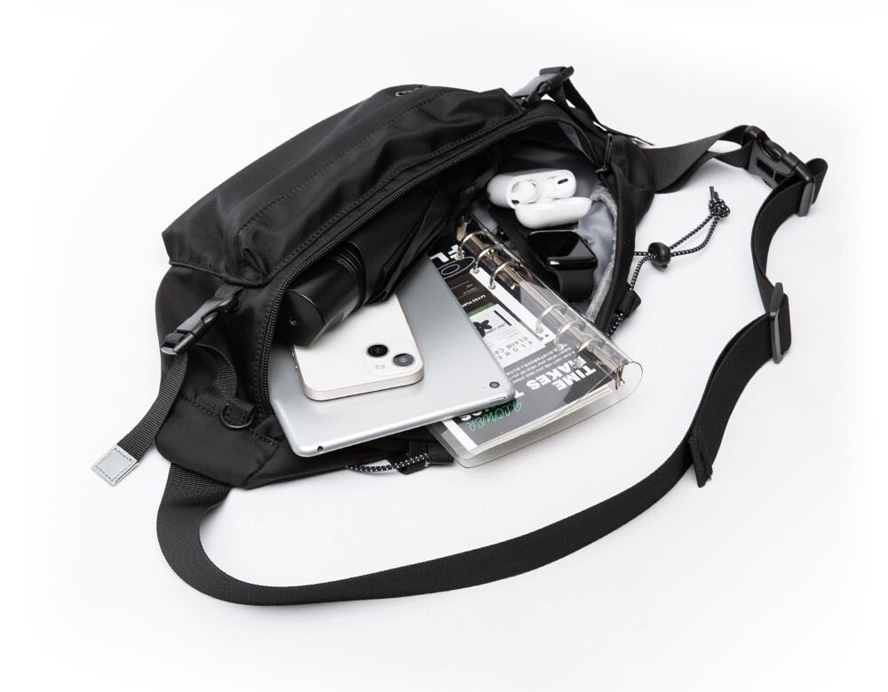 Black Fanny Pack Waterproof Shoulder Bag Sport Hiking Large Waist Chest Bag