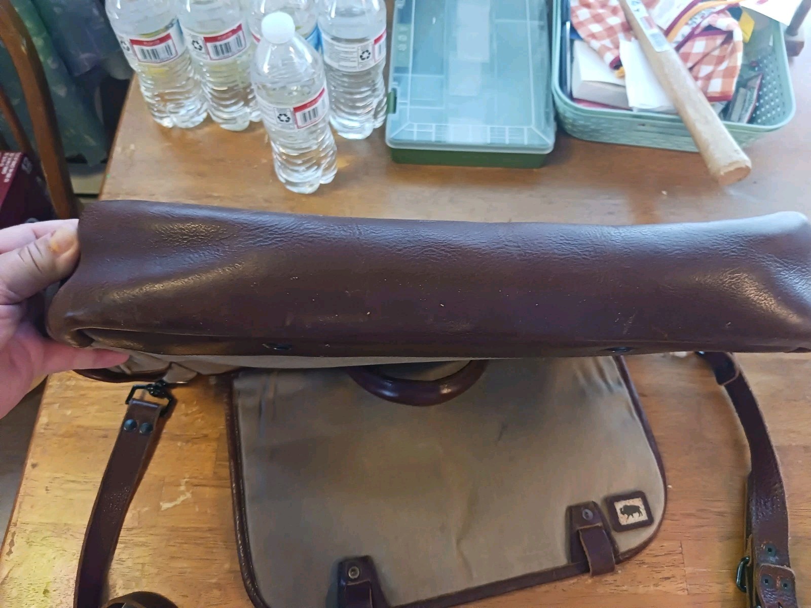 Buffalo Jackson Briefcase,Incredible Condition Leather And Waterproof Canvas