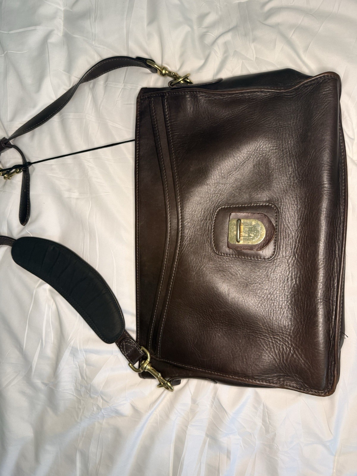Mulholland Men’s Brown Briefcase/Document Case Zip Top Handle Adjustable Strap