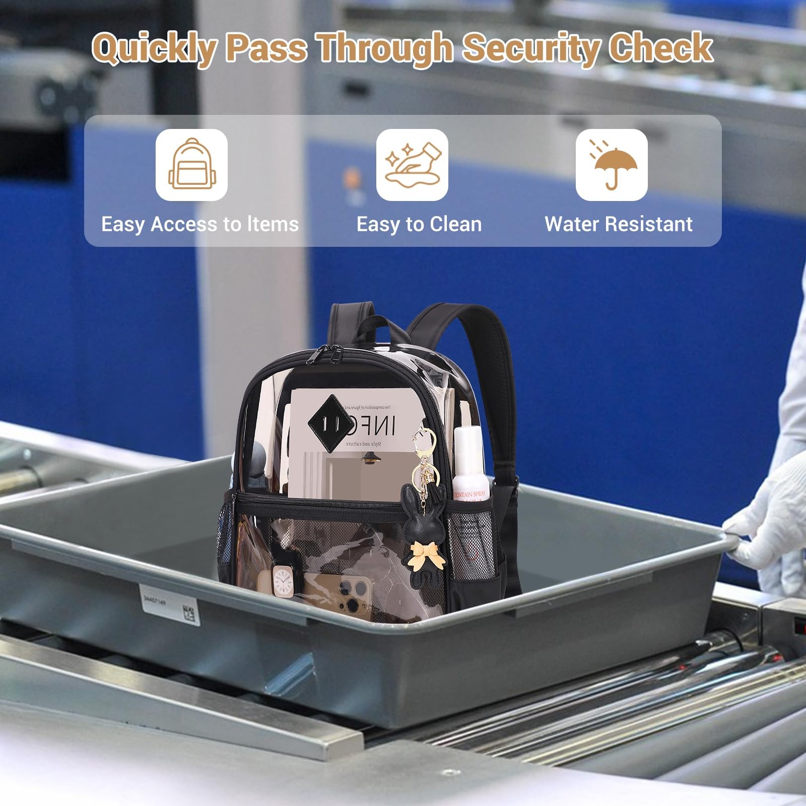 Clear Backpack for Stadium Events Approved 12×6×12, Thick TPU Mini Clear Bag …