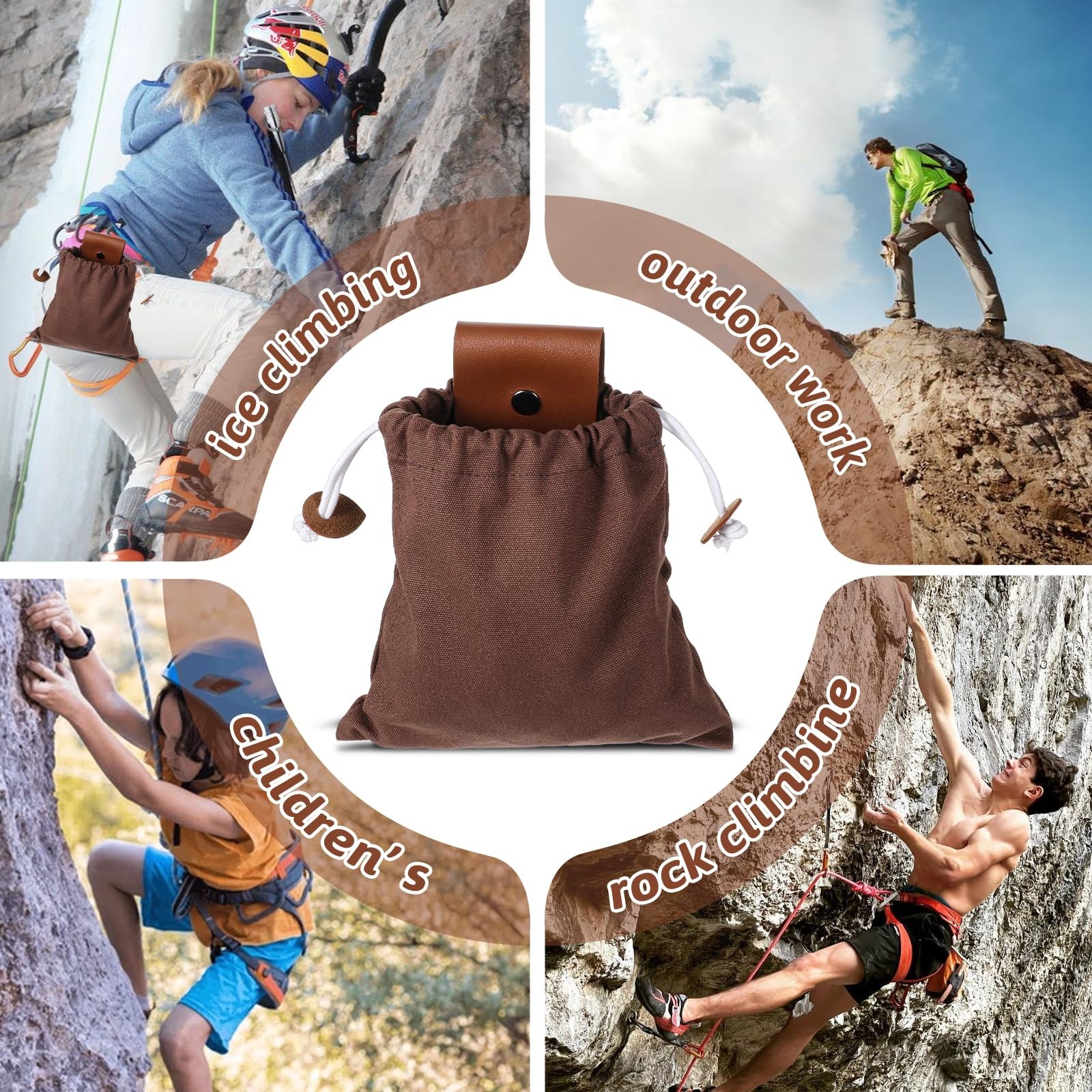 Foraging Pouch Leather Canvas Collapsible Bag Water Resistant Outdoor Camping US