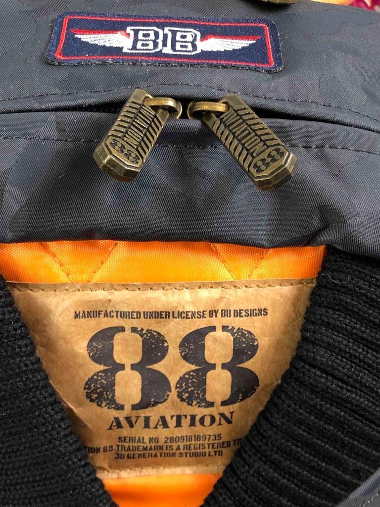 NWT AVIATION 88 Designer Multi Pocket Embroidered MA-1 Backpack-Dark Grey Uproar
