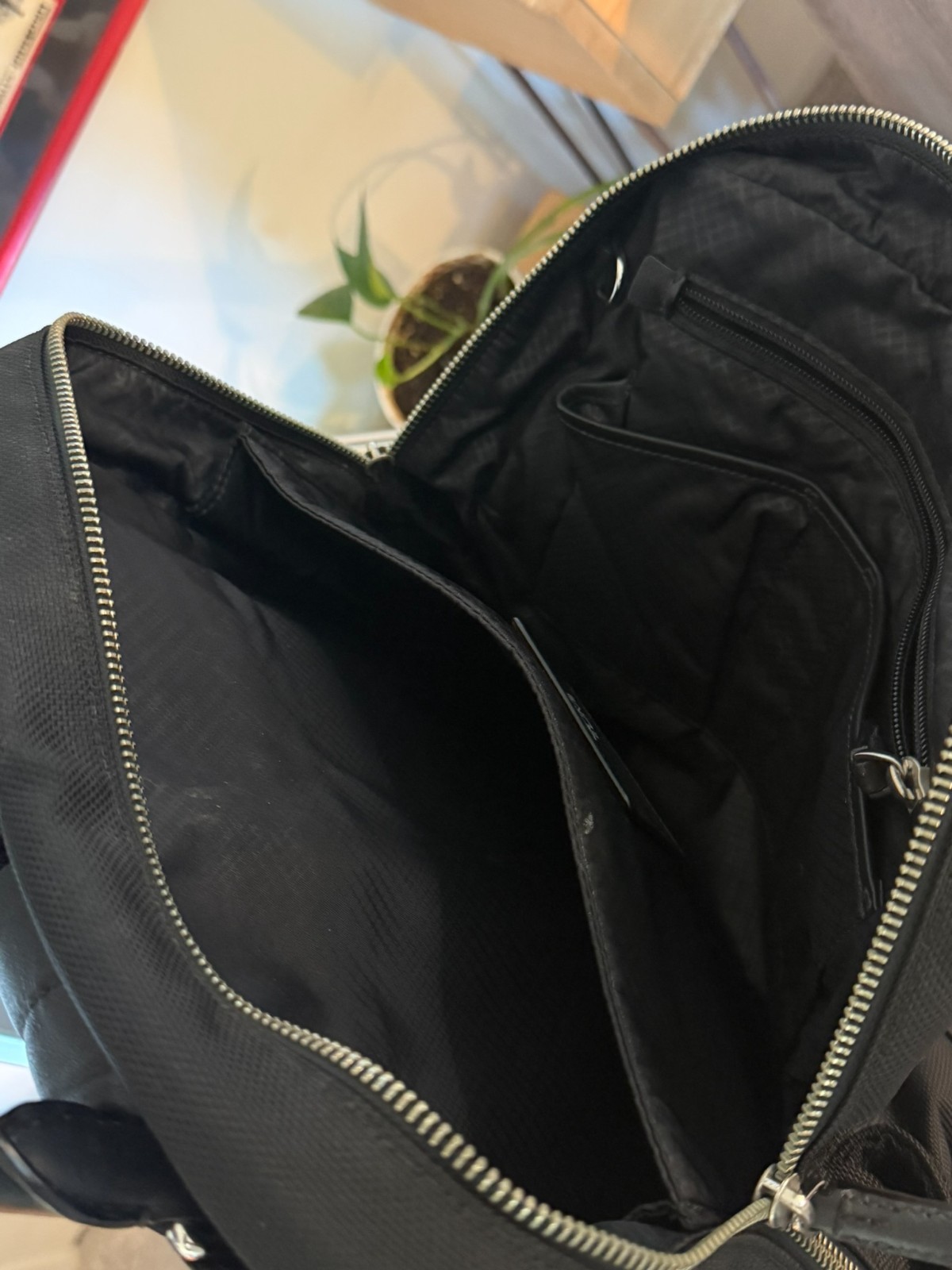 Tumi Backpack Briefcase Ballistic Nylon and Leather Black Used