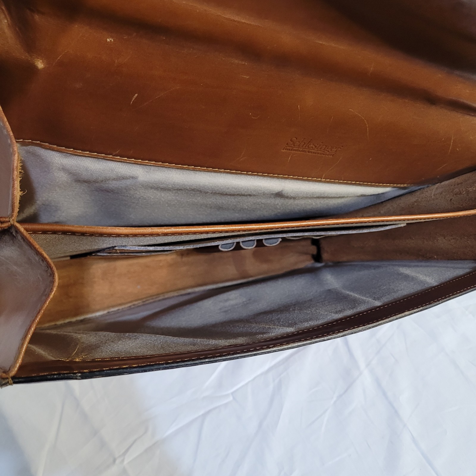 Schlesinger Brown Saddle Leather Briefcase Attaché
