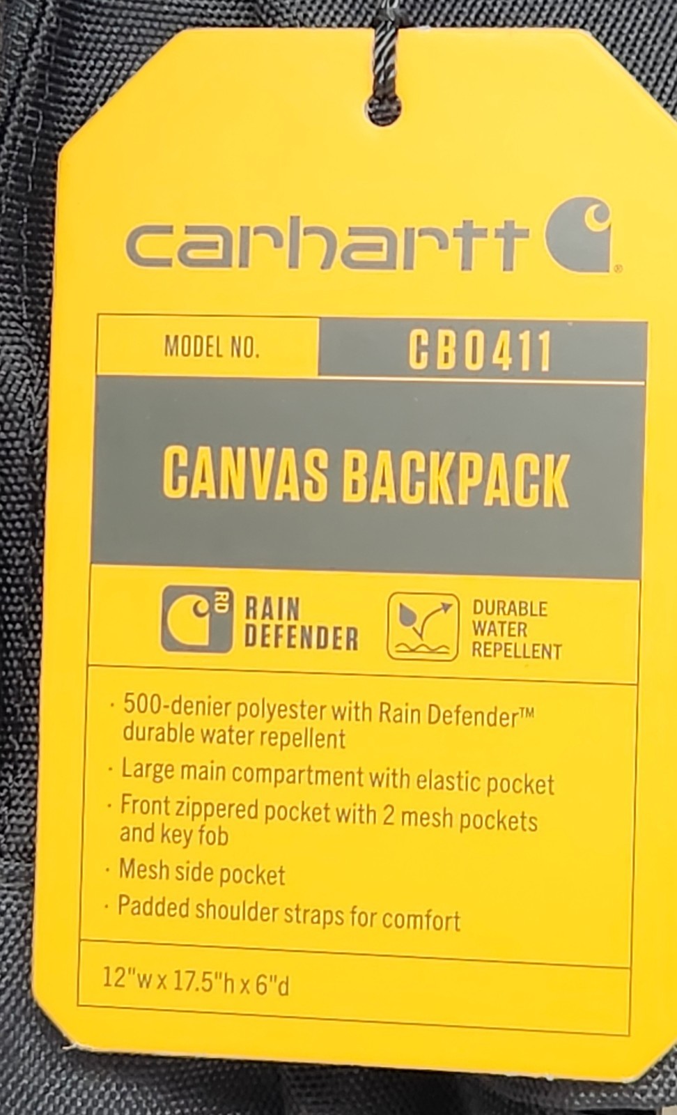 Carhartt Black Canvas Backpack Budweiser Logo Water Repellent Key Fob CBO411