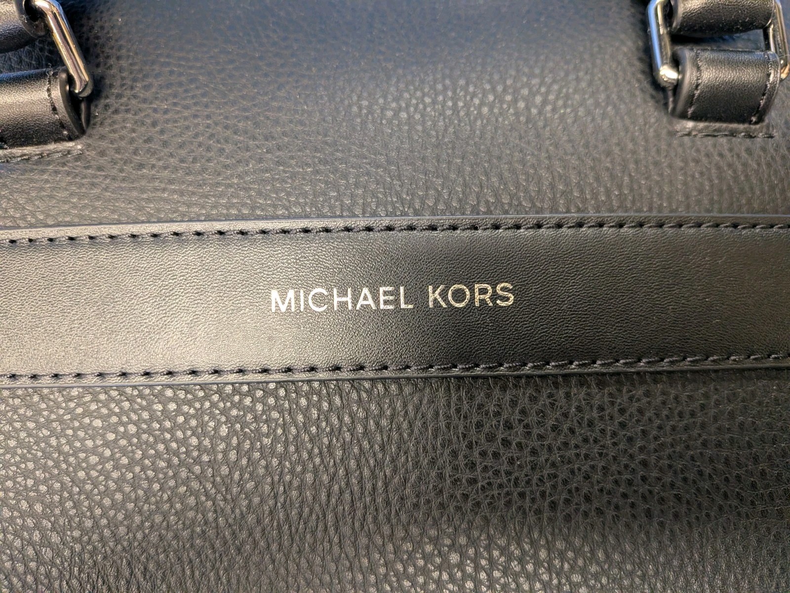 MICHAEL KORS Mens Mason Explorer Leather Laptop Briefcase Black Shoulder Strap